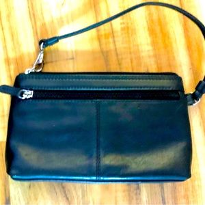 EMBOSSED Genuine Leather RFID Blocking Wristlet Detachable Strap NWOT